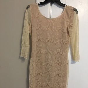 Pink Pump Lace Nude Dress